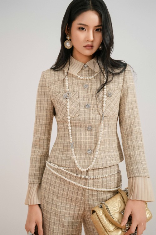 Sixdo Brownish-beige Tweed Vest